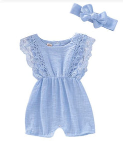 Sky Blue Lace detail romper