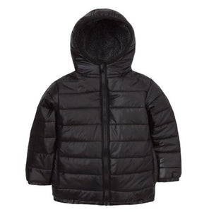 Black Quilted  Jacket with Sherpa Fleece lined hood