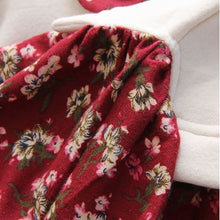 Load image into Gallery viewer, Bunny Sweater with attached wine coloured floral print skirt
