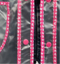 Load image into Gallery viewer, Clear raincoat with pink butterfly trim
