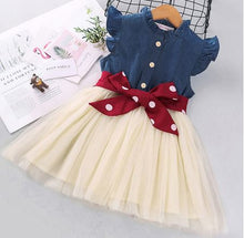 Load image into Gallery viewer, Denim &amp; Tulle Tutu Dress with Bow waist
