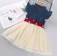 Load image into Gallery viewer, Denim &amp; Tulle Tutu Dress with Bow waist
