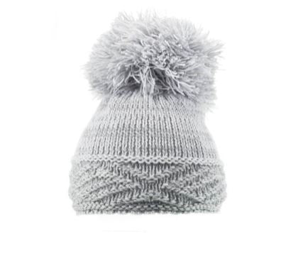 Was £6.00 Now £5.00  - Bobble hat with Diamond in white or grey age 0-12 months