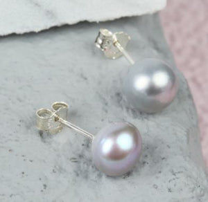 Grey Sterling Silver Freshwater Pearl Earrings