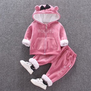 Rose Pink Mouse 2 Piece set with hooded top and bottoms