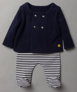 Navy Jacket and Striped Trousers Set