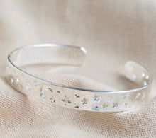 Load image into Gallery viewer, Open Moon and Stars Bangle in Silver
