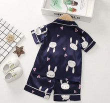 Load image into Gallery viewer, Navy Short sleeved bunny pyjamas
