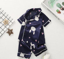 Load image into Gallery viewer, Navy Short sleeved bunny pyjamas
