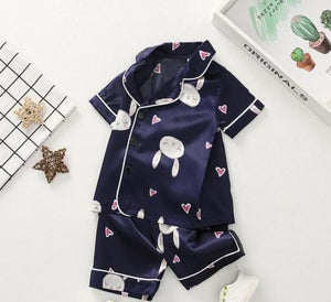 Navy Short sleeved bunny pyjamas