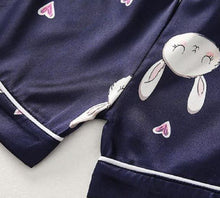 Load image into Gallery viewer, Navy Short sleeved bunny pyjamas
