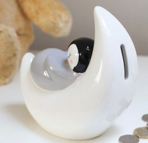 Sleeping Penguin Moon Money Box