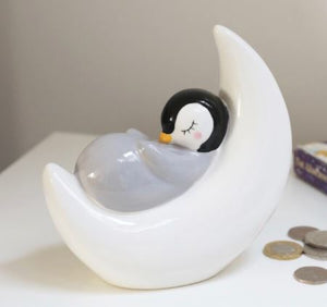 Sleeping Penguin Moon Money Box