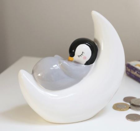 Sleeping Penguin Moon Money Box