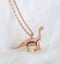 Load image into Gallery viewer, Rose Gold Diplodocus Necklace
