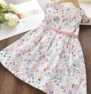 Floral bow waist tea dress