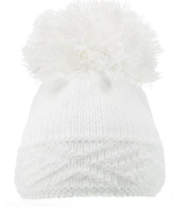 Was £6.00 Now £5.00  - Bobble hat with Diamond in white or grey age 0-12 months