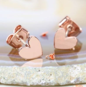 Shiny Heart Earrings In Rose Gold