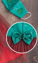 Load image into Gallery viewer, Party Dress with Green Bodice and Red Tulle Skirt
