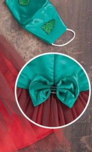 Party Dress with Green Bodice and Red Tulle Skirt