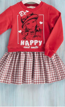 Load image into Gallery viewer, Happy Cherry Red Sweater Top Plaid Dress
