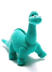 Knitted Turquoise Diplodocus Rattle