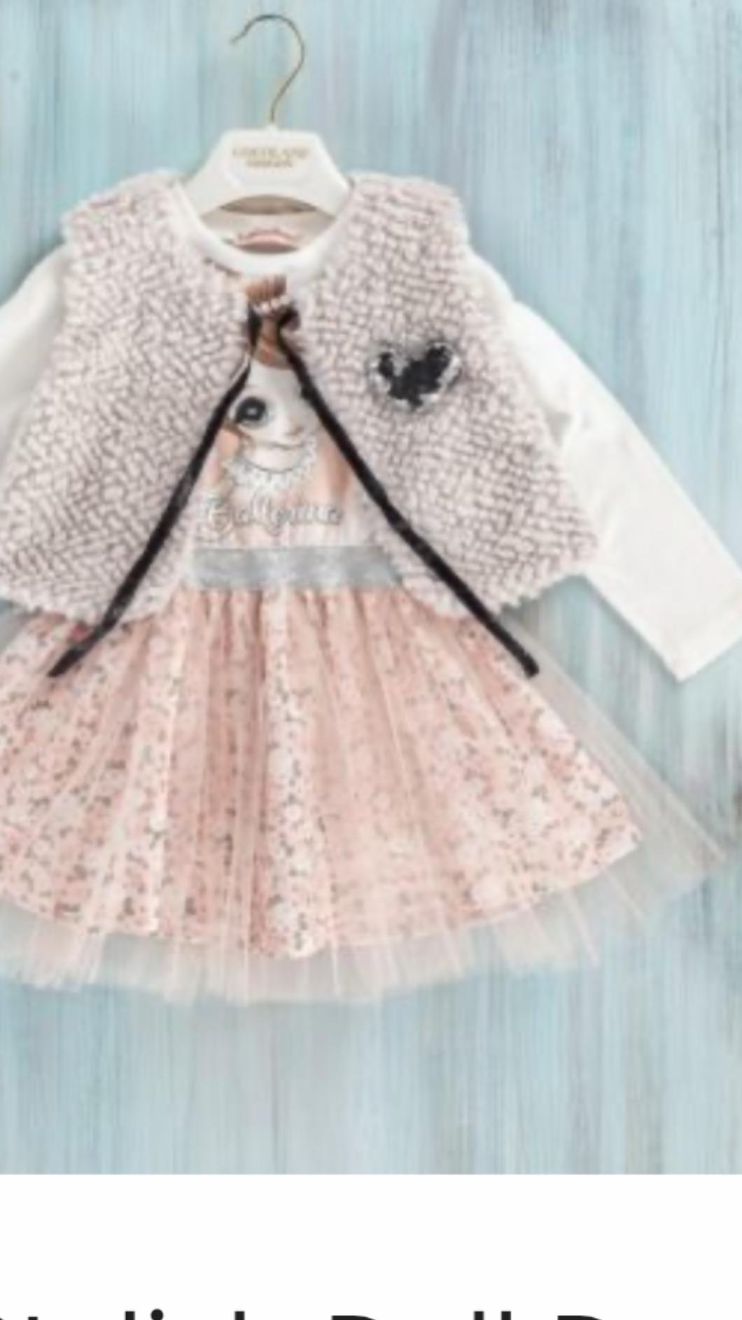 Beautiful sparkle faux fur gilet with floral tutu dress