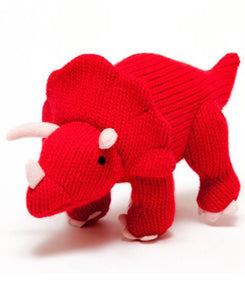 Red Knitted Triceratops Rattle