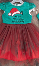 Load image into Gallery viewer, Party Dress with Green Bodice and Red Tulle Skirt
