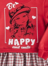 Load image into Gallery viewer, Happy Cherry Red Sweater Top Plaid Dress
