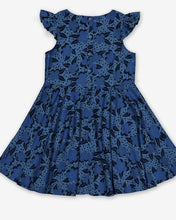 Load image into Gallery viewer, Blue floral print capped sleeved A-line dress
