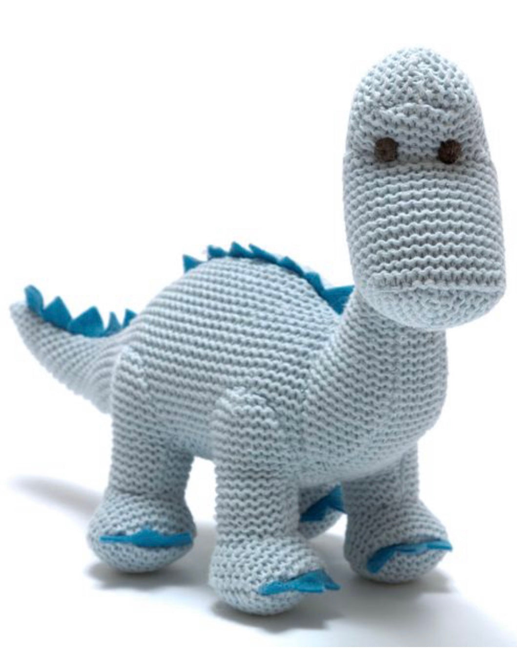 Knitted Pale Blue Diplodocus Rattle